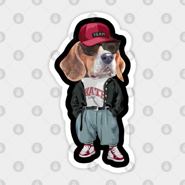 Beagle - Hip Hop Style Sticker by obodo